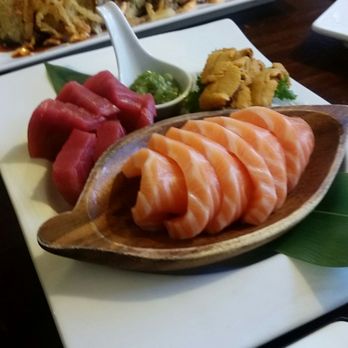 Chobop - Sashimi (tuna and salmon) a few of the items we ordered. They also provided fresh Wasabi (pictured) and other side items on the house! - Sushi Bars Near Me - Costa Mesa, California