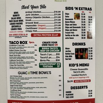 Guac Time Mexican Grill - Menu - Mexican Near Me - Queens, New York