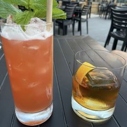 A cocktail & some whiskey