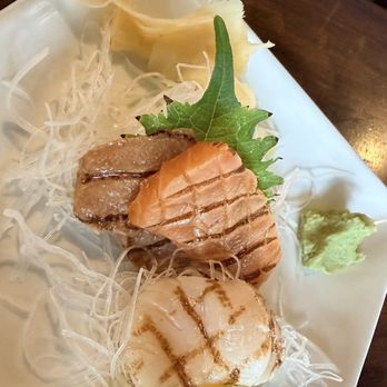 Rocky Yama Sushi - Triple Aburi Sashimi Sampler - Japanese Near Me - Denver, Colorado Rocky Yama Sushi - Triple Aburi Sashimi Sampler - Japanese Near Me - Denver, Colorado