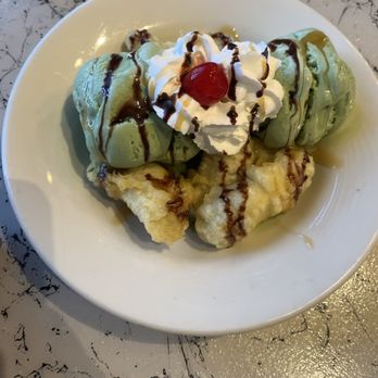 Hiroba Sushi - Green tee ice cream with fried bananas - Sushi Bars Near Me - Henderson, Nevada