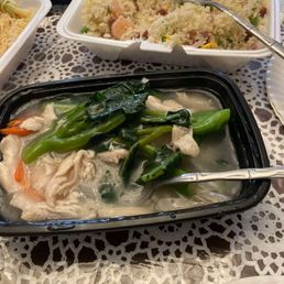 House fried rice and sauce for pan fried noodles