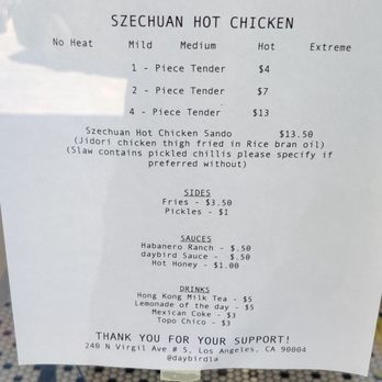 Daybird - Menu - Chicken Shop Near Me - Los Angeles, California Daybird - Menu - Chicken Shop Near Me - Los Angeles, California