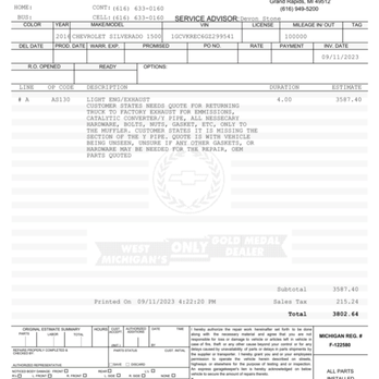 Auto Maxx Kalamazoo - Estimate for exhaust and converter. - Used Car Dealers Near Me - Kalamazoo, Michigan Auto Maxx Kalamazoo - Estimate for exhaust and converter. - Used Car Dealers Near Me - Kalamazoo, Michigan
