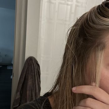 Blonde Faith Salon - patchy face framing (this is 24 hrs after service) - Hair Salons Near Me - Austin, Texas