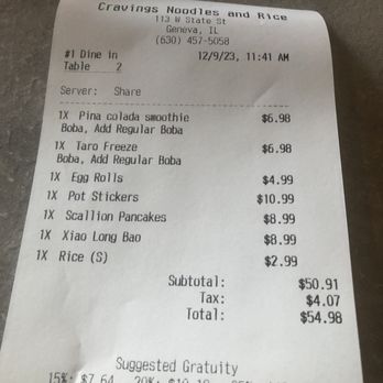 Cravings - Bill - Noodles Near Me - Geneva, Illinois