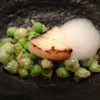 Koy Shunka - Spanish pea tempura, grilled hake and yuzu foam - Japanese Near Me - Barcelona, B