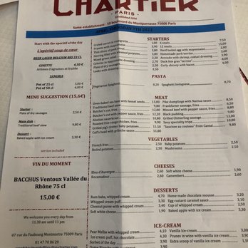 Bouillon Chartier - Menu - French Near Me - Paris, 75 Bouillon Chartier - Menu - French Near Me - Paris, 75