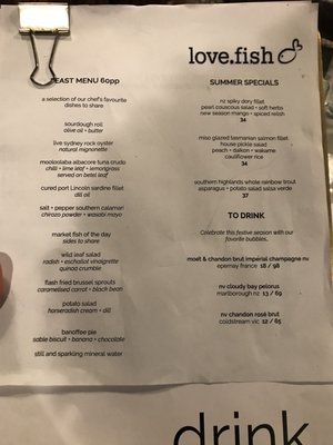 Menu photo 2 love.fish Barangaroo, NSW Menu photo 2 love.fish Barangaroo, NSW