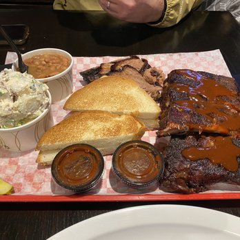 The Smokey Bone BBQ - 2 meat combo with 2 sides. Brisket & baby back ribs - Barbeque Near Me - Twin Falls, Idaho