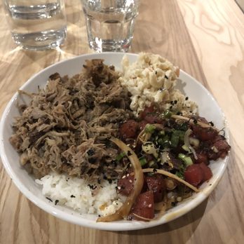 North Loop Galley - Luau Bowl with pork, poke, Mac salad, and rice - New American Near Me - Minneapolis, Minnesota
