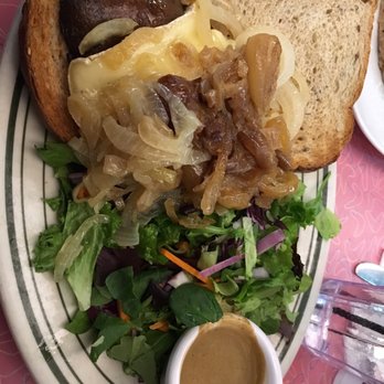 Jackson Hole - Portobello mushroom with Brie cheese and sautéed onions with a small salad! Yum - Burgers Near Me - East Elmhurst, New York Jackson Hole - Portobello mushroom with Brie cheese and sautéed onions with a small salad! Yum - Burgers Near Me - East Elmhurst, New York
