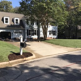 Sodded front lawn.