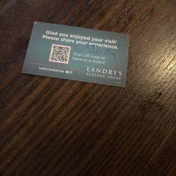 Landry's Seafood House - A picture of the card to review. - Seafood Near Me - St. Louis, Missouri Landry's Seafood House - A picture of the card to review. - Seafood Near Me - St. Louis, Missouri