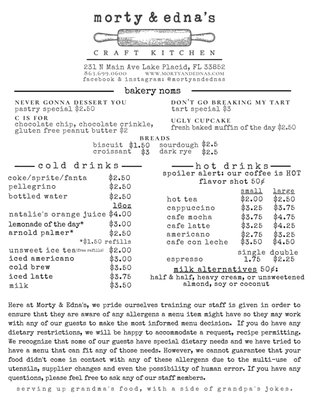 Menu photo 6 Morty & Edna's Lake Placid, FL