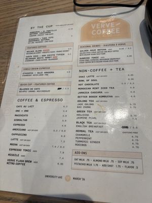 Menu photo 2 Verve Coffee Roasters Palo Alto, CA Menu photo 2 Verve Coffee Roasters Palo Alto, CA