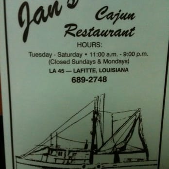 Jan's Cajun Restaurant - Menu - American Near Me - Jean Lafitte, Louisiana