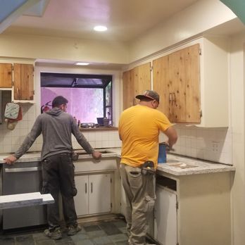 LA Kitchen Cabinets - Workers installing main countertop - Cabinetry Near Me - Van Nuys, California