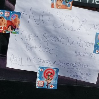 McDonald's - No soda sign in their drive thru.. - Burgers Near Me - Tamarac, Florida