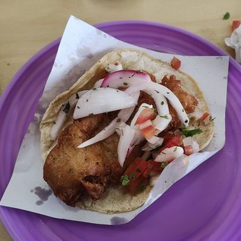 Tacos Lucero - Fish taco with some fixings - Tacos Near Me - Ensenada, BCN