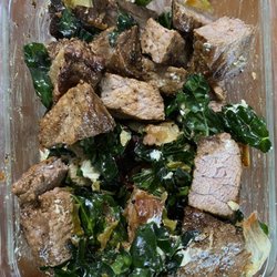 Fresh Start Meal Prep - Steak with roasted Brussel sprout and kale salad