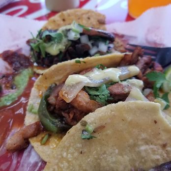 Chilangos Tacos - Grilled mushroom taco, pastor taco, and barbacoa taco. All very delicious!!! - Tacos Near Me - Dallas, Texas Chilangos Tacos - Grilled mushroom taco, pastor taco, and barbacoa taco. All very delicious!!! - Tacos Near Me - Dallas, Texas
