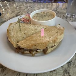 Steak sandwich with soup