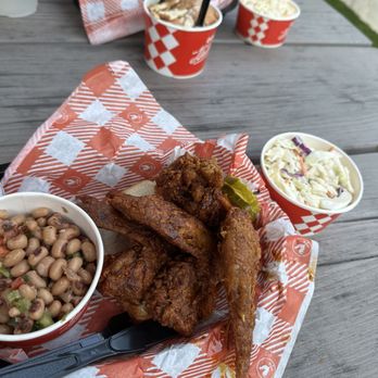 Hattie B's Hot Chicken- Atlanta West Midtown - 3 wing meal (medium sauce) Coleslaw and Black eye pea salad - Southern Near Me - Atlanta, Georgia
