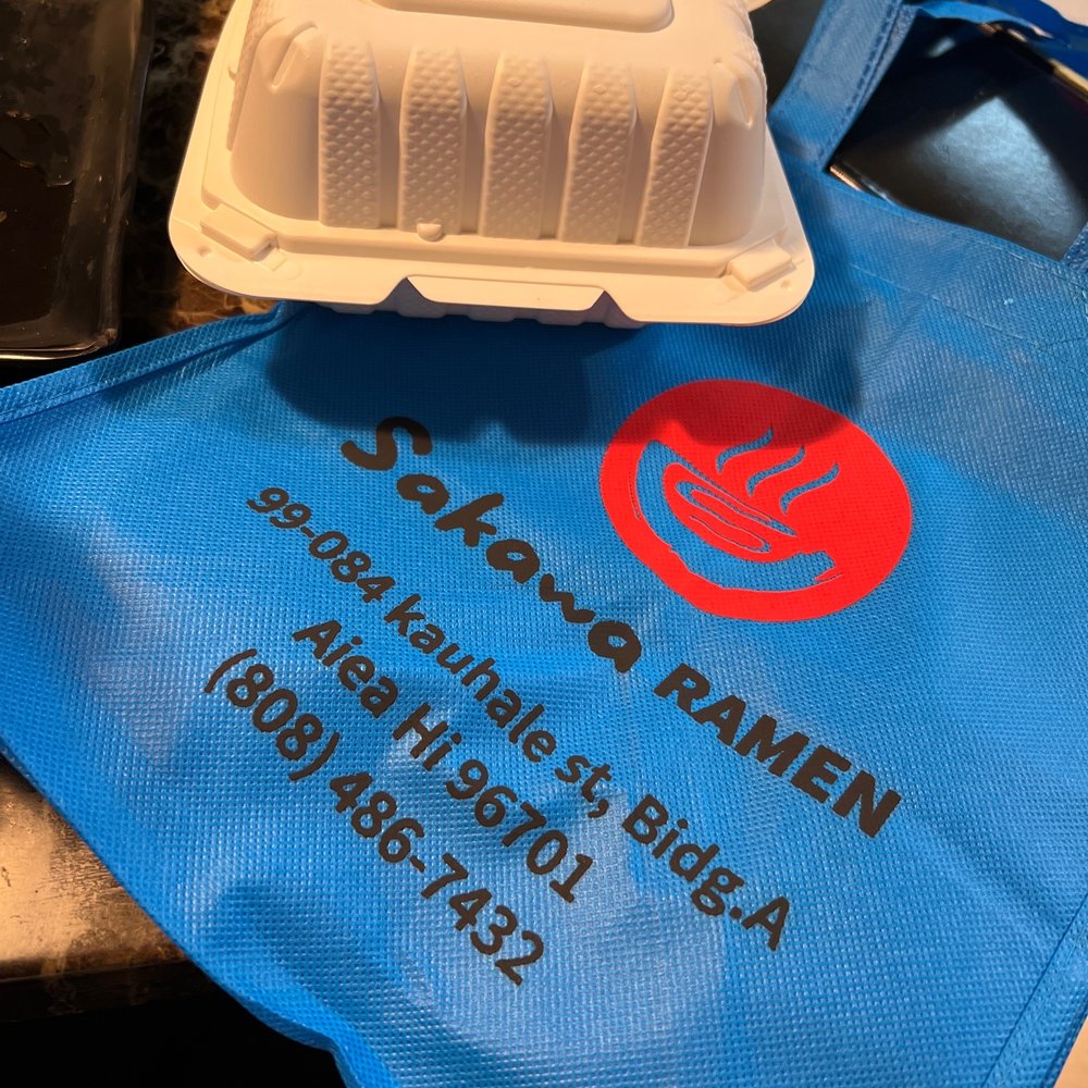 Shaka Noodle - Leftovers and reusable takeout bag- by the way, they've just changed owners, their name, and expanded their menu! - Ramen Near Me - Aiea, Hawaii Shaka Noodle - Leftovers and reusable takeout bag- by the way, they've just changed owners, their name, and expanded their menu! - Ramen Near Me - Aiea, Hawaii