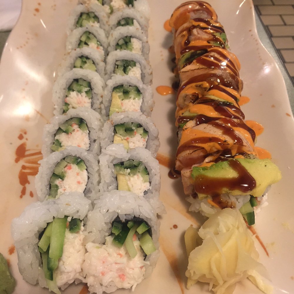 Hana Sushi - California roll (left) Chef's Special w/crab salad instead of tuna (right) - Sushi Bars Near Me - Bothell, Washington Hana Sushi - California roll (left) Chef's Special w/crab salad instead of tuna (right) - Sushi Bars Near Me - Bothell, Washington