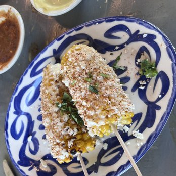 Ambriza - Free appetizer of street corn since it was our first time dining with Ambriza in the Board Walk @ Town Lake. - Mexican Near Me - Cypress, Texas