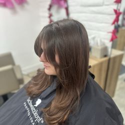 Rich brown color + layered cut : Hair by Lily