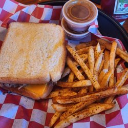 JT's Bar & Q - I ordered BBQ Pork Grilled Cheese, with a side of House Seasoned Fries