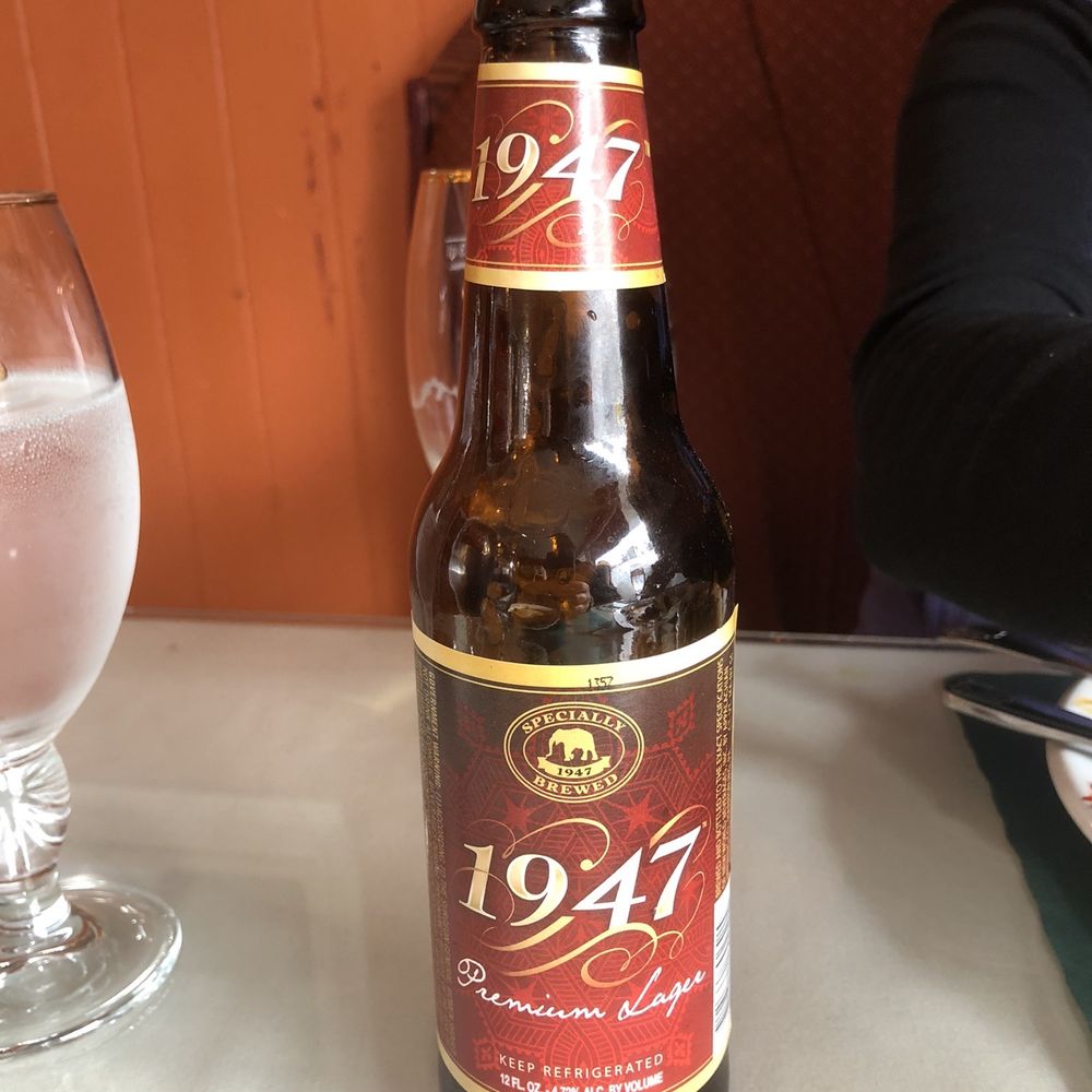 Baingan Indian Cuisine - 1947 Lager. A nice though sweeter alternative to Taj Mahal lager. - Indian Near Me - Shelton, Connecticut