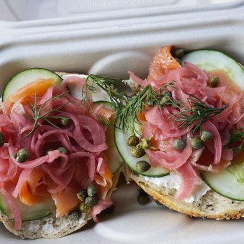 Sidedoor Bagel - Lox open face on a spicy everything bagel - Bagels Near Me - Indianapolis, Indiana