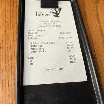 The Haven - Receipt - Gastropubs Near Me - Jamaica Plain, Massachusetts The Haven - Receipt - Gastropubs Near Me - Jamaica Plain, Massachusetts