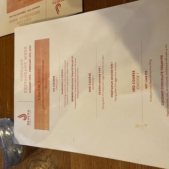 Demera - a menu and a water bottle - Ethiopian Near Me - Chicago, Illinois Demera - a menu and a water bottle - Ethiopian Near Me - Chicago, Illinois