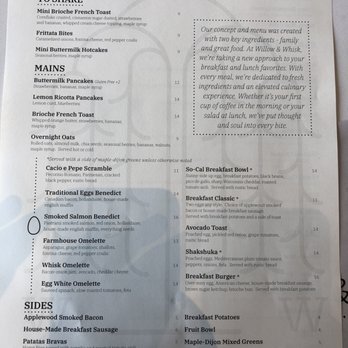 Willow & Whisk - Menu 10/7/20 - Breakfast & Brunch Near Me - Wyckoff, New Jersey Willow & Whisk - Menu 10/7/20 - Breakfast & Brunch Near Me - Wyckoff, New Jersey