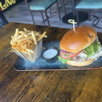 Loud Burger - Blue cheese burger with fries and a side of ranch of course! - Burgers Near Me - Grand Terrace, California