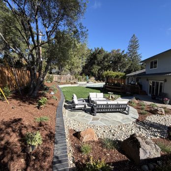 Dawn Engel Landscape Design - Length of yard with new patio - Landscape Architects or Designers Near Me