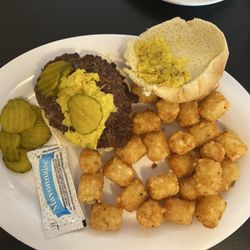 Main Street Grill - Slawburger and tots