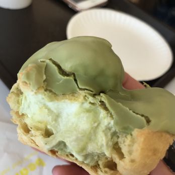 Beard Papa's - Green tea eclair with green tea filling. So good! - Desserts Near Me - Los Angeles, California