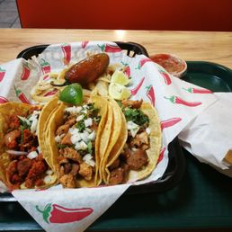 3 taco with chip and salsa for $7.95. Al pastor is spicier than usual 3 taco with chip and salsa for $7.95. Al pastor is spicier than usual