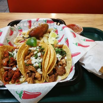 Alchile Mexican Grill - 3 taco with chip and salsa for $7.95. Al pastor is spicier than usual - Mexican Near Me - West Bloomfield Township, Michigan Alchile Mexican Grill - 3 taco with chip and salsa for $7.95. Al pastor is spicier than usual - Mexican Near Me - West Bloomfield Township, Michigan