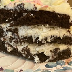 Loafers Bakery & Gourmet Shoppe - The inside of the chocolate coconut cake (not the best photo, but you get the idea)