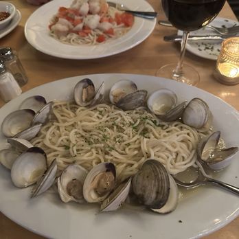 Grano - Spaghetti with white clam Sauce and shrimp and scallop Pomodoro - Italian Near Me - Schenectady, New York