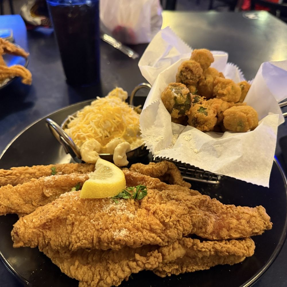 Godfreys - Southern Fried Catfish, fried okra, and Mac & cheese - Caribbean Near Me - Flowood, Mississippi