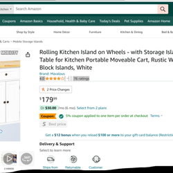 Ace Handyman Services Draper - I am sending the URL to the Amazon site with videos helping to explain the kitchen Island. URL: https://www.amazon.com/dp/B09CD6N2GM?psc=1&r
