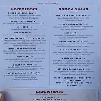 Osteria 166 - Menu - Italian Near Me - Buffalo, New York