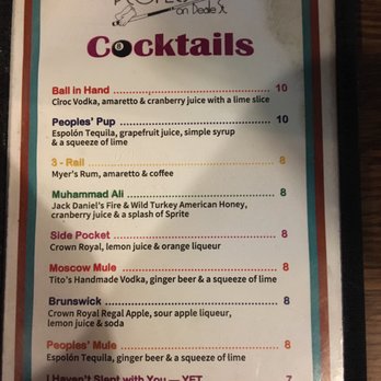 Peoples on Beale - a menu for cocktails - Pool Halls Near Me - Memphis, Tennessee